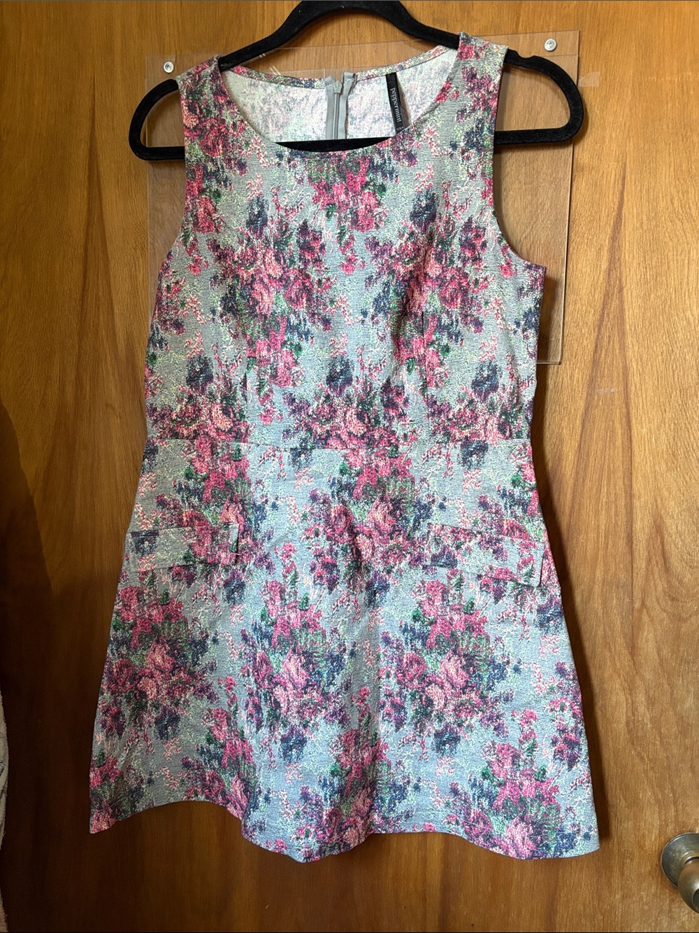 Peppermint Mini Dress Sleeveless A-Line Floral on Light Blue